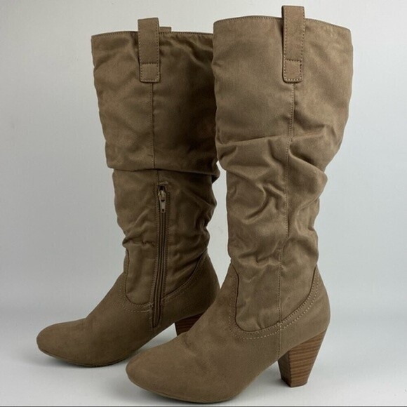 Call It Spring Heeled Boots Womens Size 7 Tan Zipper Long Boots - Picture 5 of 11